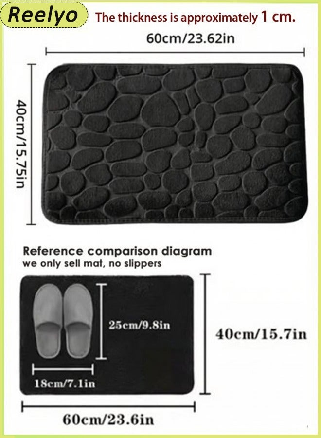 ريليو سجادة حمام سريعة الجفاف، سجاد حمام ناعم وماص، سجاد أرضيات استحمام بظهر مطاطي قابل للغسل في الغسالة، مفرش حمام، إكسسوارات ديكور منزلي للحمام (40*60 سم) - Image 2