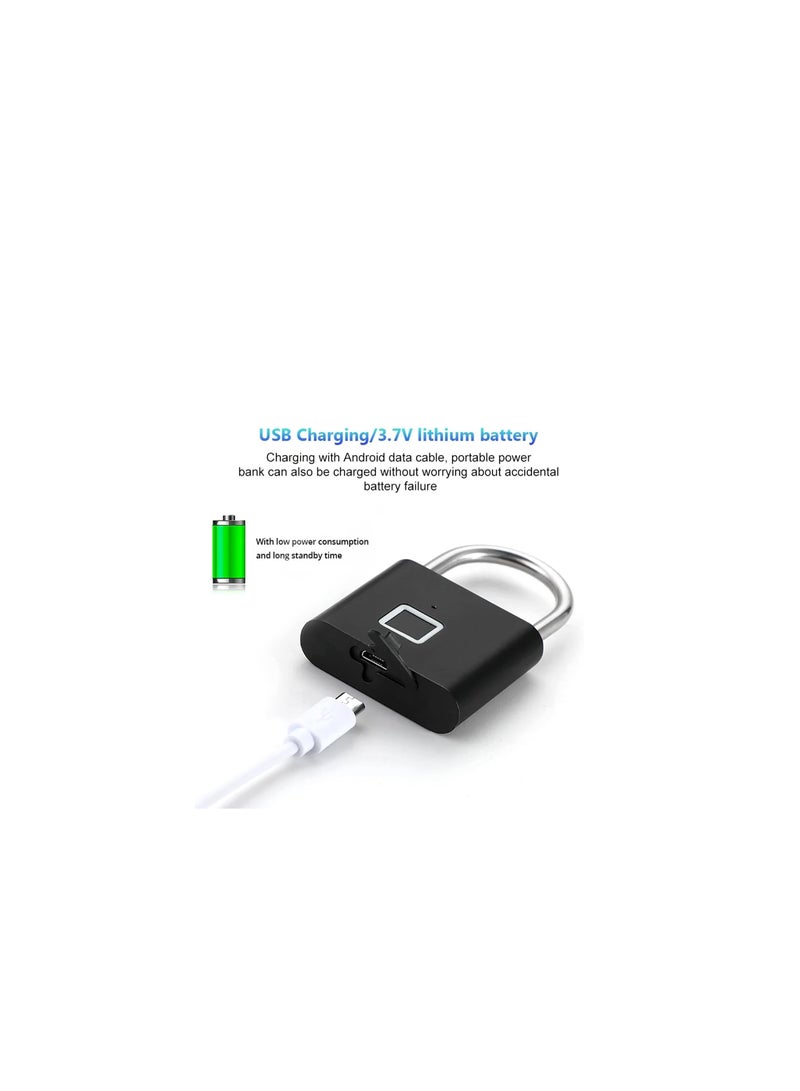 USB Rechargeable Keyless Biometric Fingerprint Padlock – Smart Digital Security Lock with 12-Month Battery Life, IP65 Waterproof, Portable Keyless Padlock for Gym Locker, Home, Office, Gate, and Garden - Image 4