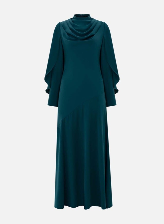 Lichi Maxi dress with high collar and draped bodice - Image 2