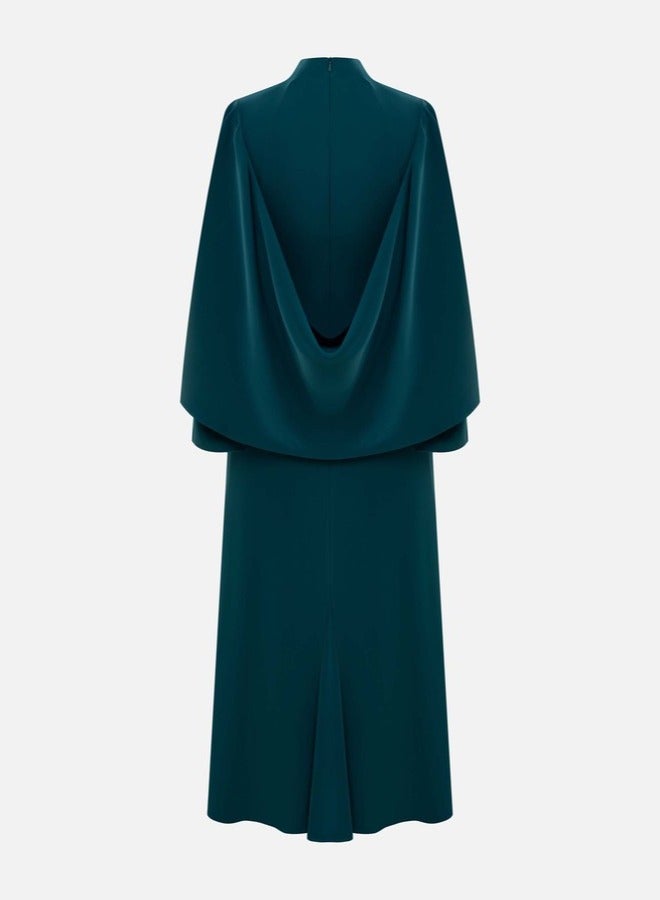 Lichi Maxi dress with high collar and draped bodice - Image 3