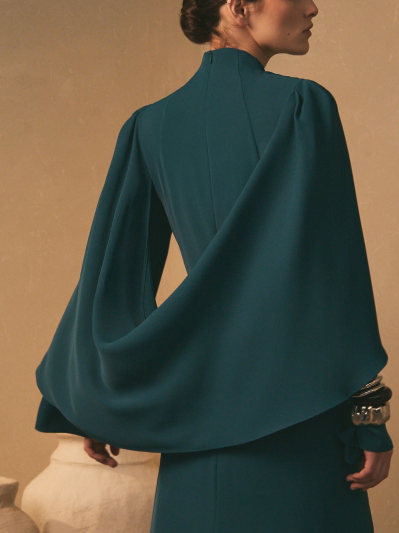 Lichi Maxi dress with high collar and draped bodice - Image 5