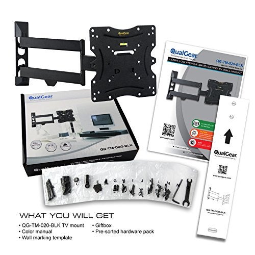 QualGear QG-TM-020-BLK Articulating TV Wall Mount /23-42, Black - Image 4