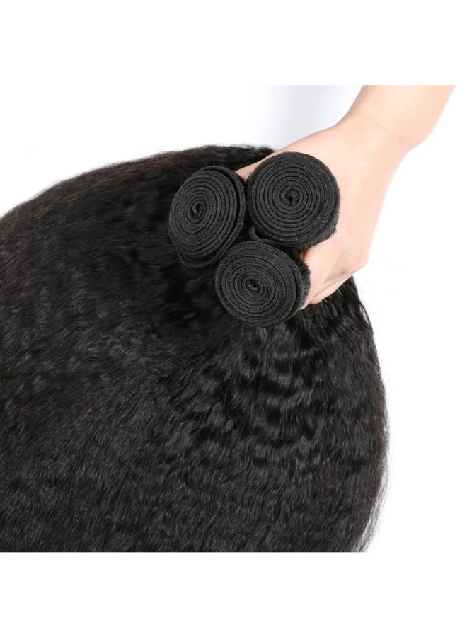 FQ Kinky Straight Bundles Human Hair 24 inch 10A Brazilian Kinky Straight Hair Weave Extensions For Black Women 100gbundle Natural Color - Image 4