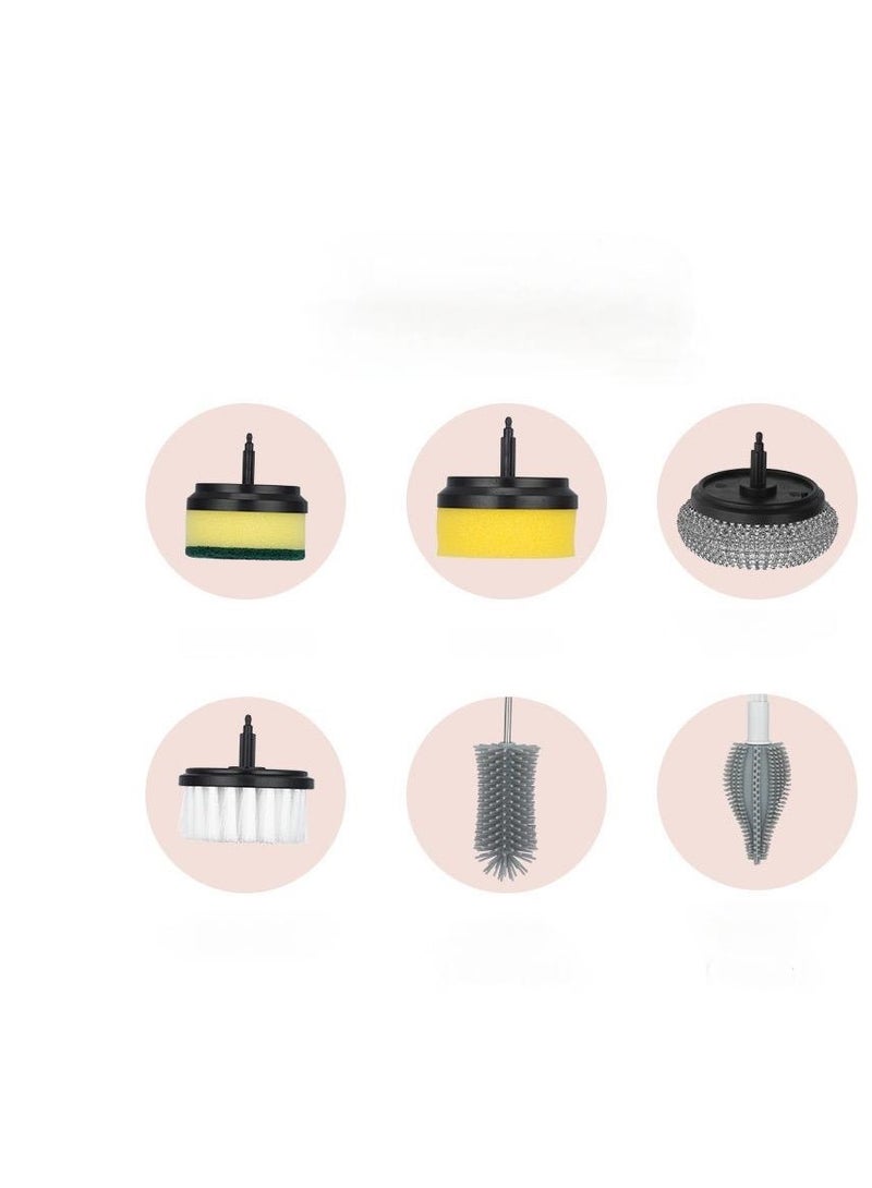 multi functional electric spinning scrubber for cleaning bathtub kitchen electric cleaning brush with 6 brush head rechargeable multifunctional wireless handheld scrubber brush - Image 3