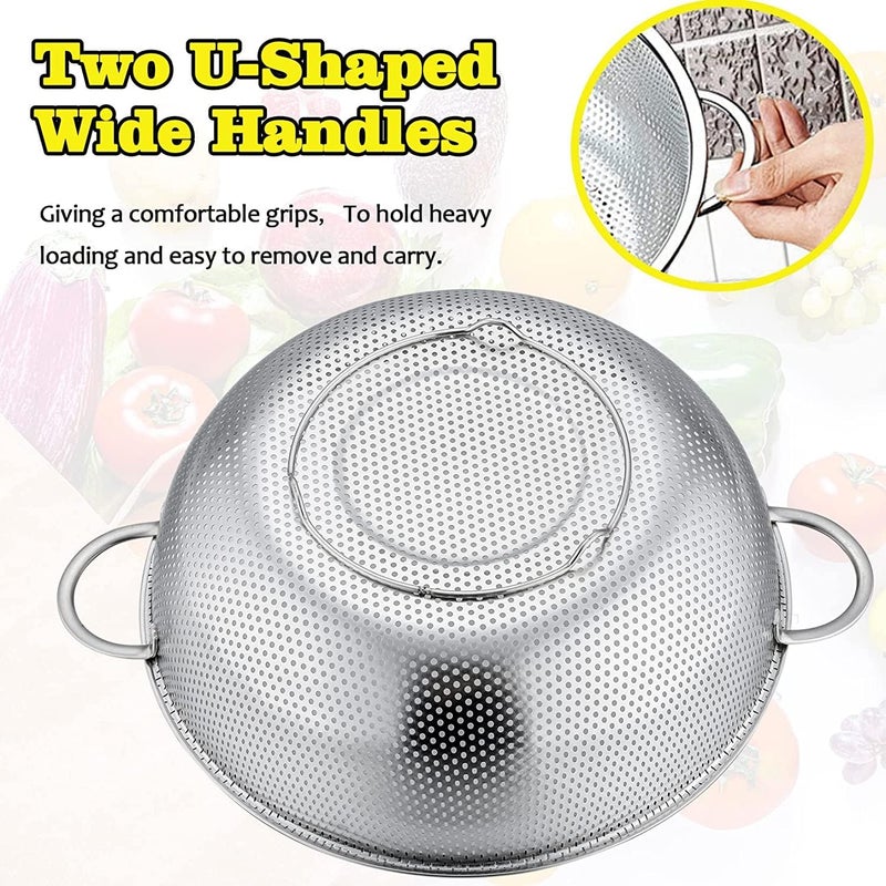 Ketumal 26cm Stainless Steel Rice Washing Bowl for Kitchen Fruit Basket Colander Drainer Bowls with Handle for Kitchen Utensils Strainer for Rice Fruits Vegetable Noodles and Pasta Filter - Image 4