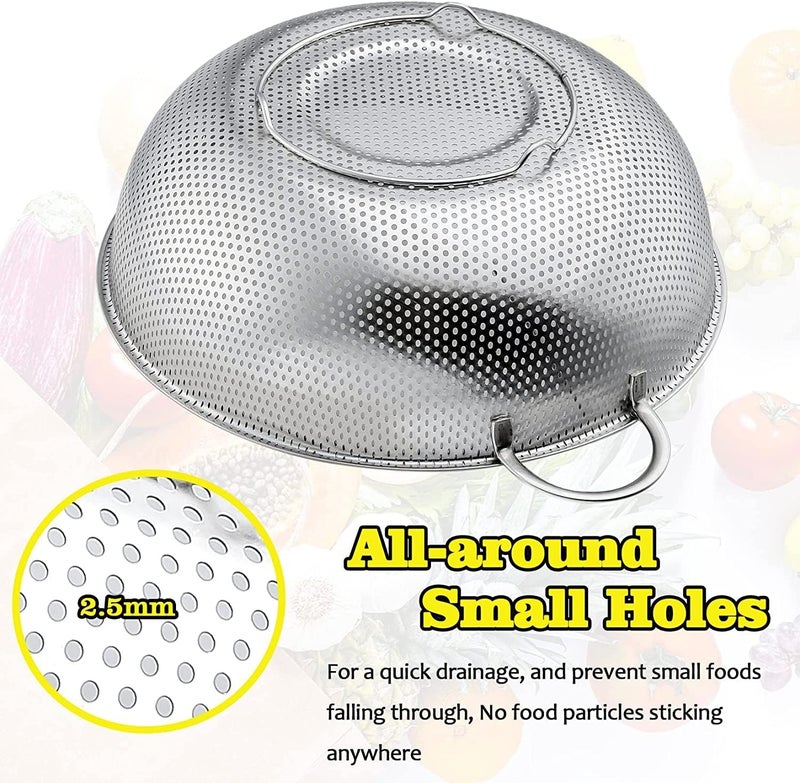Ketumal 26cm Stainless Steel Rice Washing Bowl for Kitchen Fruit Basket Colander Drainer Bowls with Handle for Kitchen Utensils Strainer for Rice Fruits Vegetable Noodles and Pasta Filter - Image 5
