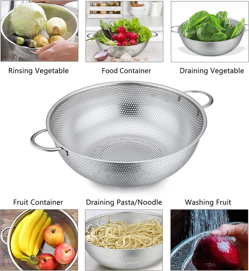 Ketumal 26cm Stainless Steel Rice Washing Bowl for Kitchen Fruit Basket Colander Drainer Bowls with Handle for Kitchen Utensils Strainer for Rice Fruits Vegetable Noodles and Pasta Filter - Image 3