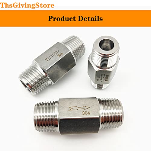 ThsGivingStore 1/4 Inch NPT Male to Male Thread 304 Stainless Steel Check Valve One Way Non-Return Valve for Water Oil Gas Check Valve 1PCS - Image 4
