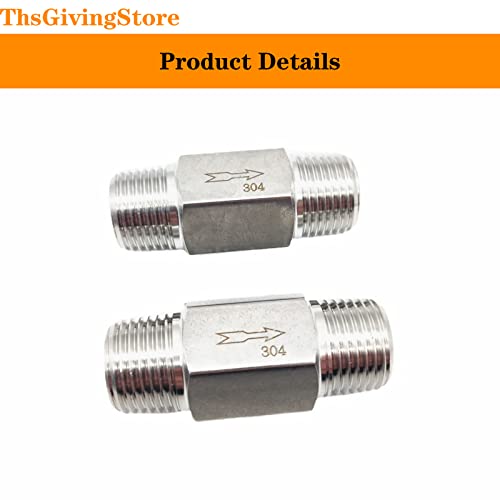 ThsGivingStore 1/4 Inch NPT Male to Male Thread 304 Stainless Steel Check Valve One Way Non-Return Valve for Water Oil Gas Check Valve 1PCS - Image 3