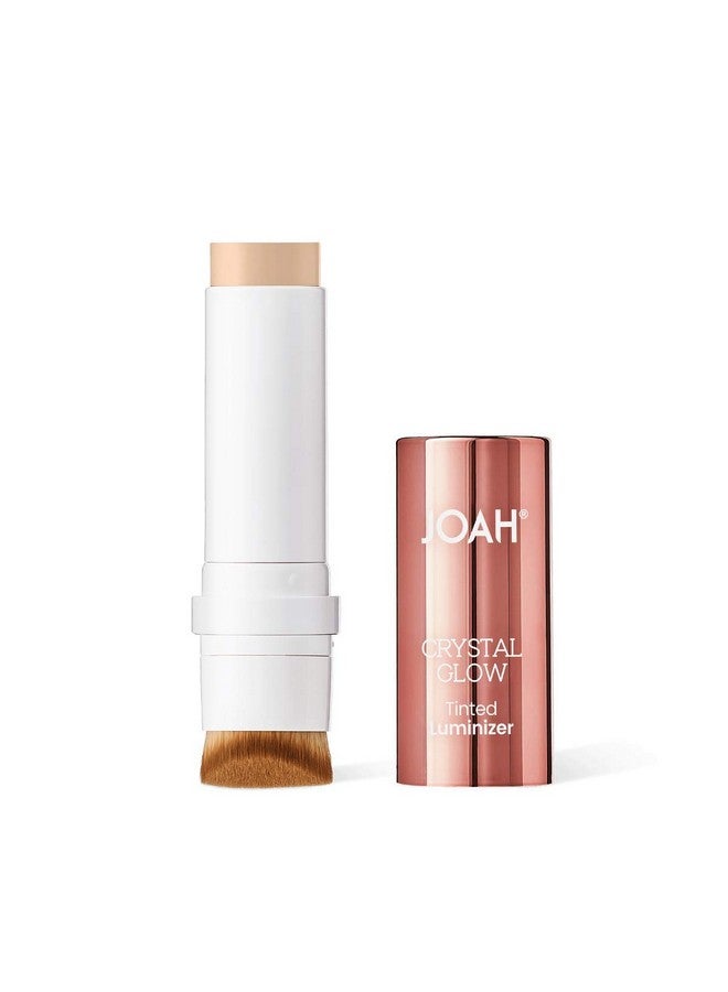 JOAH Highlighter Stick Crystal Glow Tinted Luminizer Contour Makeup Crystalide Peptide For Clearer Smoother Looking Skin Built In Detachable Brush Ivory - Image 1