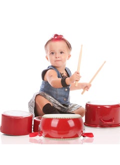 Generic Drum Set for Kids, 15x12cm Wooden Toy Drum with Sticks and Straps, Musical Instrument for Toddlers and Babies, Hand Drum Educational Toy  - Image 4
