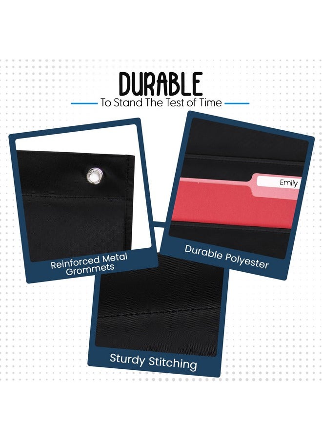 Essex Wares - 10 Pocket File Pocket Chart, Black, 14" Wide X 47" Tall - Versatile Wall Hanging File Folder Organizer For Classroom, Office, Home, And More - Wall Folder Organizer - 10 Pockets  - Image 3
