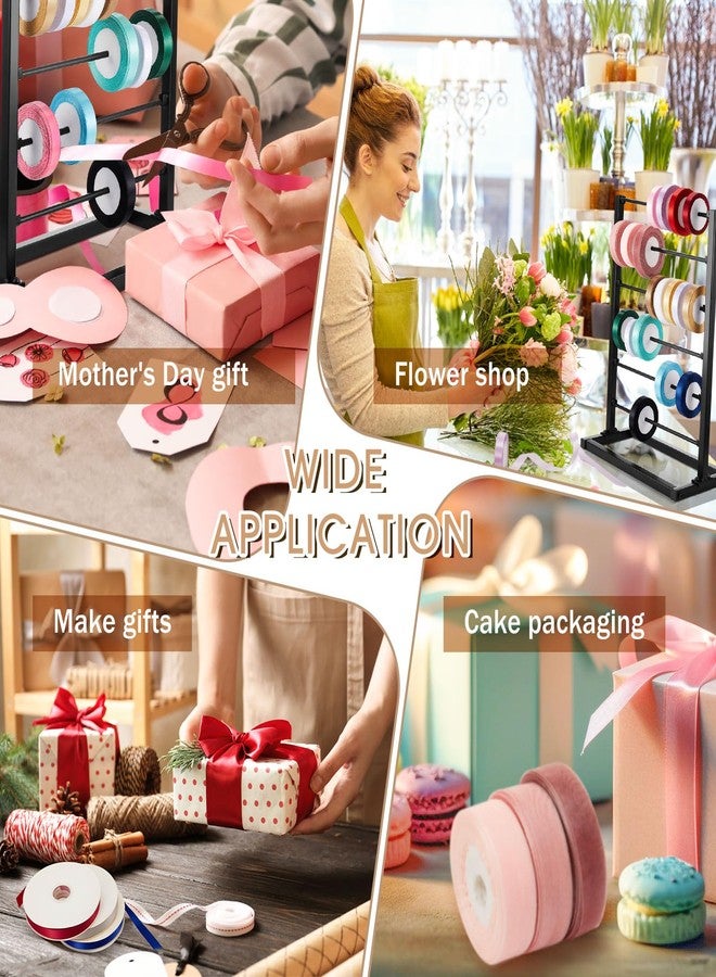 Menkxi 6 Tier Metal Ribbon Holder Organizer Rack Christmas Ribbon Rack Display Shelf Spool Holder Storage Organizer for Sewing Craft Thread Tape Wreath Crochet Roll Flower Store Wrapping Gift(Black) - Image 4