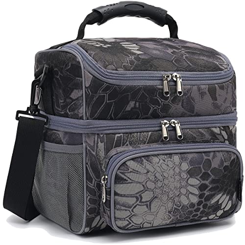 FlowFly Double Layer Cooler Insulated Lunch Bag Adult Lunch Box Large Tote Bag for Men, Women, With Adjustable Strap,Front Pocket and Dual Large Mesh Side Pockets (MWH) - Image 1