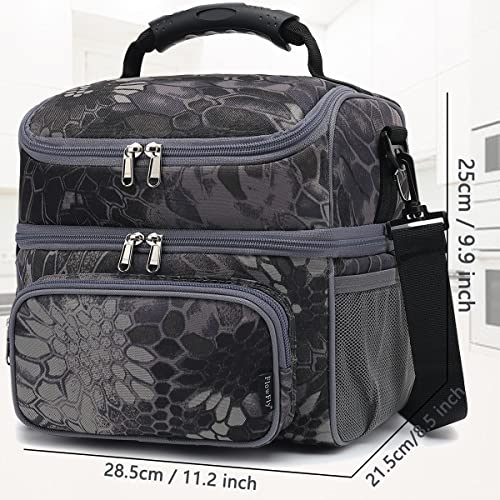 FlowFly Double Layer Cooler Insulated Lunch Bag Adult Lunch Box Large Tote Bag for Men, Women, With Adjustable Strap,Front Pocket and Dual Large Mesh Side Pockets (MWH) - Image 4