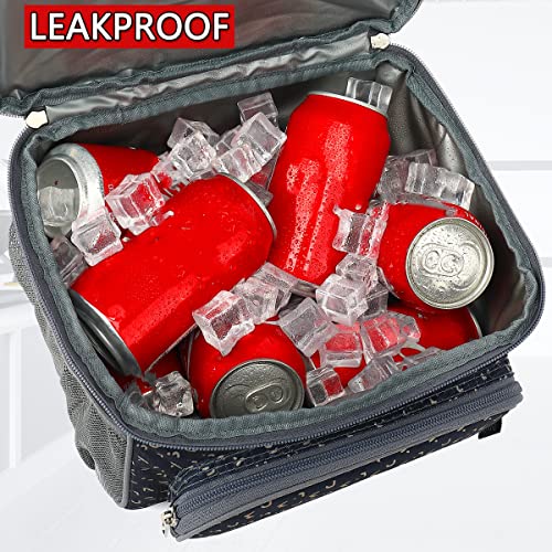 FlowFly Double Layer Cooler Insulated Lunch Bag Adult Lunch Box Large Tote Bag for Men, Women, With Adjustable Strap,Front Pocket and Dual Large Mesh Side Pockets (MWH) - Image 3