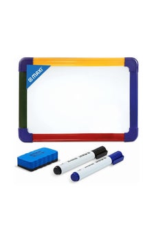 Maxi 2 Sided dry-wipe Whiteboard A3 (30x40cm) + 2pcs whiteboard Markers (Blue & Black), Child Safe Non-Toxic Inks+ 1pc dry wipe Eraser, For Home,Kitchen,Office,School  - Image 2