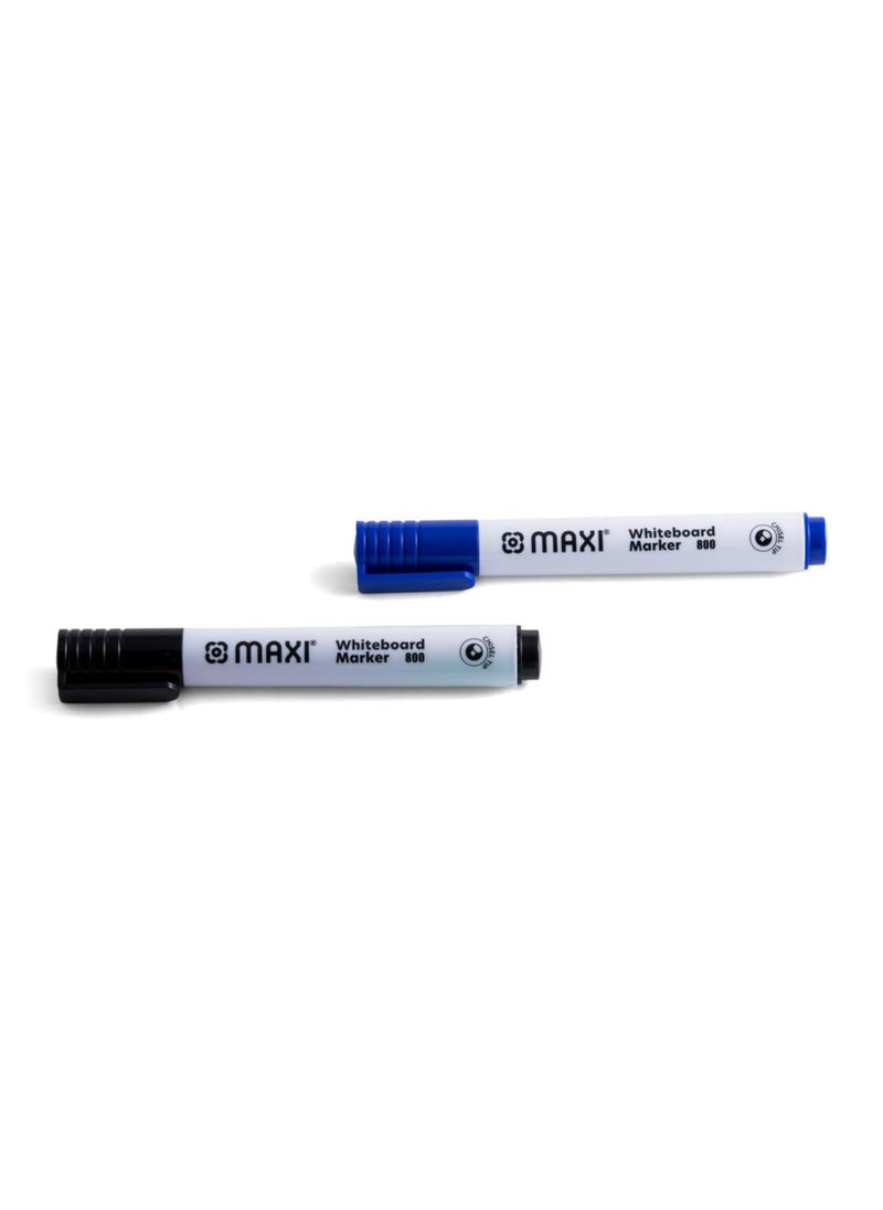 2 Sided dry-wipe Whiteboard A3 (30x40cm) + 2pcs whiteboard Markers (Blue & Black), Child Safe Non-Toxic Inks+ 1pc dry wipe Eraser, For Home,Kitchen,Office,School