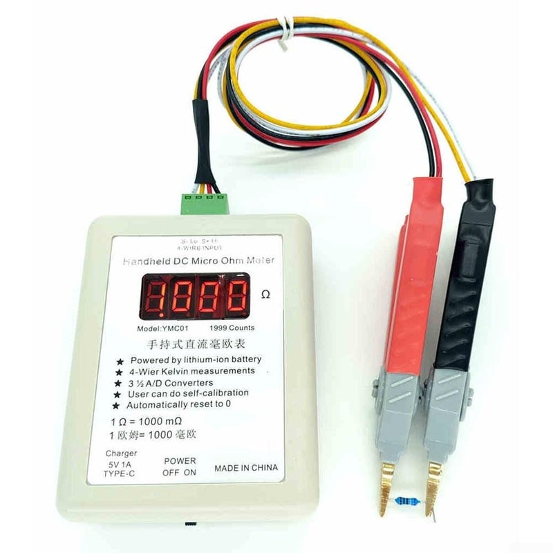 Handheld DC Milliohm Meter Four Wire Kelvin Low Resistance Tester Type C Charging Large Clip 2R - Image 2