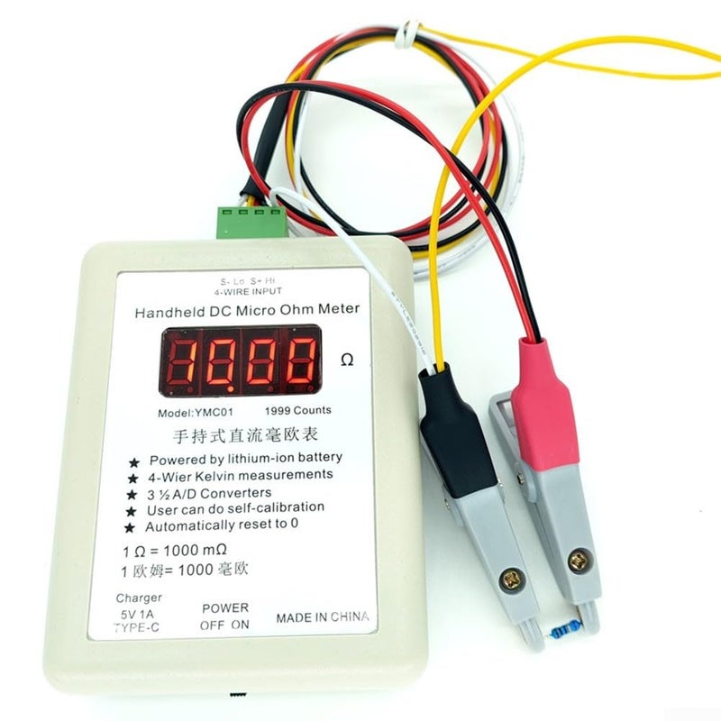 Handheld DC Milliohm Meter Four Wire Kelvin Low Resistance Tester Type C Charging Large Clip 2R - Image 5