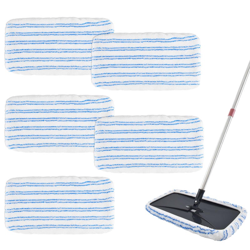 Heuihm 5 Pack Mop Heads Replacements for Ocedar Hardwood Floor 'N More Microfiber Mops,Terry Cloth Mops Refills 15 x 8 Flat Dust Mop Pads for O Cedar mop, Washable & Reusable Mopping Pads - Image 1