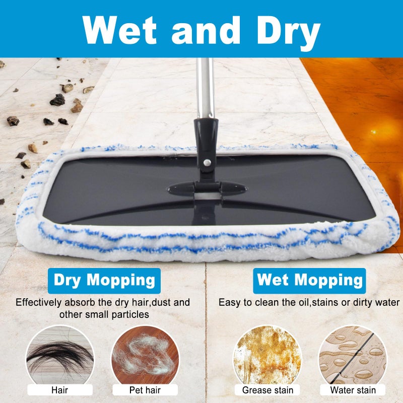 Heuihm 5 Pack Mop Heads Replacements for Ocedar Hardwood Floor 'N More Microfiber Mops,Terry Cloth Mops Refills 15 x 8 Flat Dust Mop Pads for O Cedar mop, Washable & Reusable Mopping Pads - Image 4