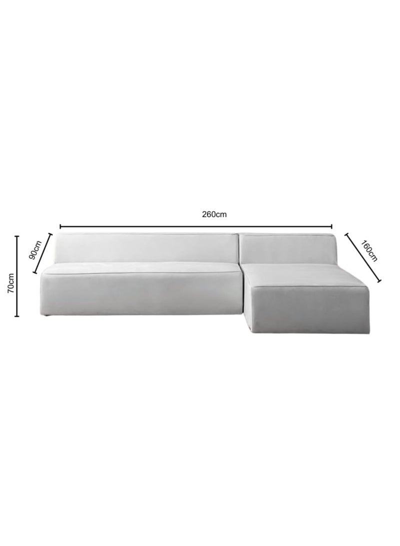 Karnak Milan Modern L-Shaped Sectional Sofa, Light Grey Velvet, Left Chaise Orientation, Space-Saving Design with Interchangeable Chaise - Image 2