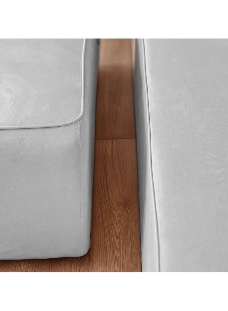 Karnak Milan Modern L-Shaped Sectional Sofa, Light Grey Velvet, Left Chaise Orientation, Space-Saving Design with Interchangeable Chaise - Image 5