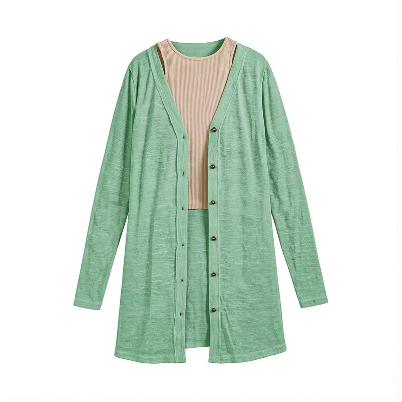 Women's Long Sleeve Cotton Cardigan Button Down Soft Knit Casual Black S - Image 1