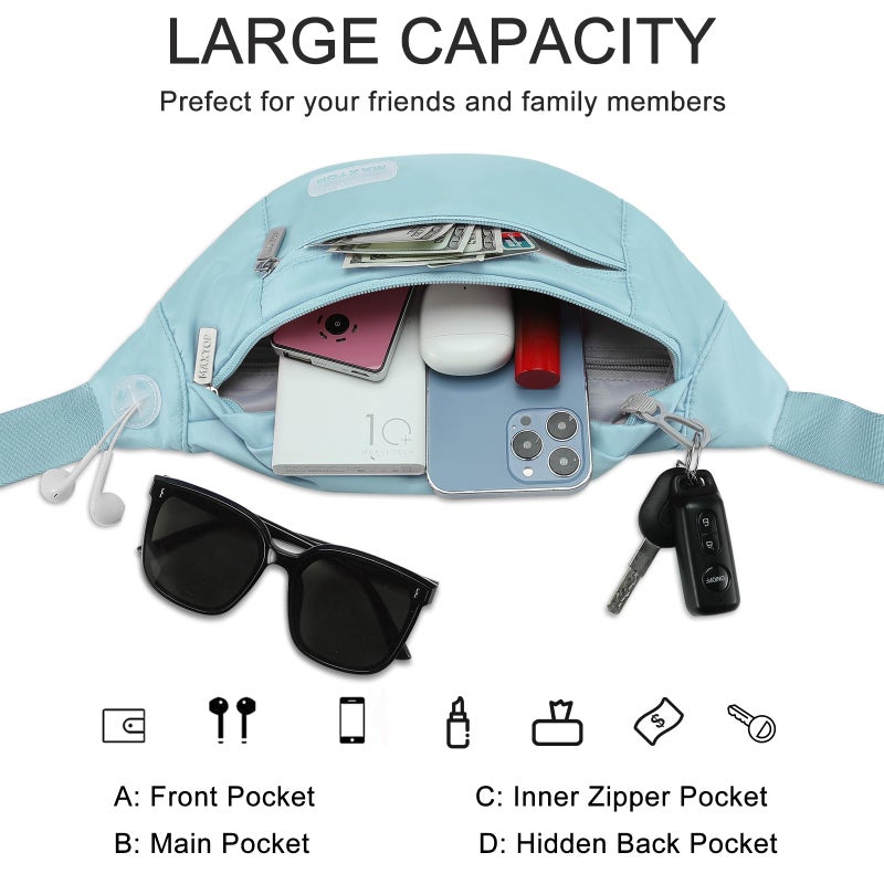 MAXTOP Large Crossbody Fanny Pack with 4-Zipper Pockets,Gifts for Enjoy Sports Festival Workout Traveling Running Casual Hands-Free Wallets Waist Pack Phone Bag Fits All Phones - Image 3