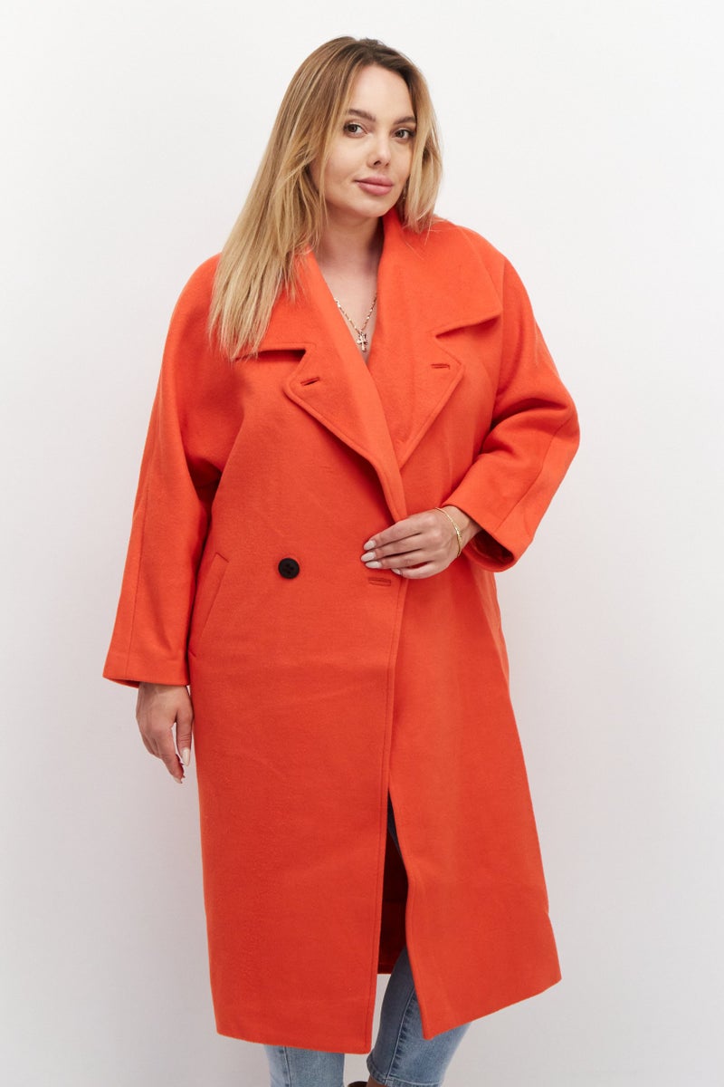 VERO MODA معطف ترينش بسيط للنساء، برتقالي - Image 3