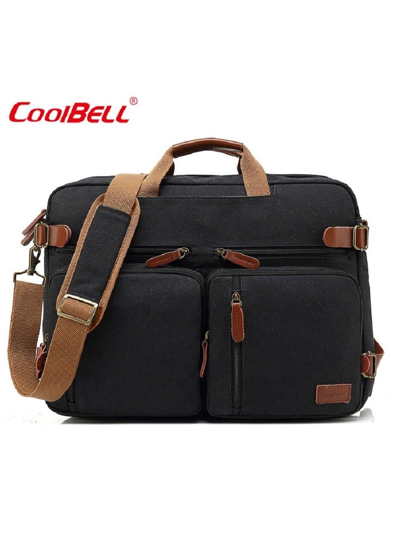 CoolBELL Convertible Laptop Bag [3 in 1] Messenger Bag Shoulder Backpack Multi-functional Briefcase for Men Women Business Work Travel Black - Image 1