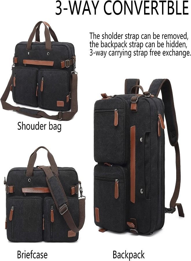 CoolBELL Convertible Laptop Bag [3 in 1] Messenger Bag Shoulder Backpack Multi-functional Briefcase for Men Women Business Work Travel Black - Image 5