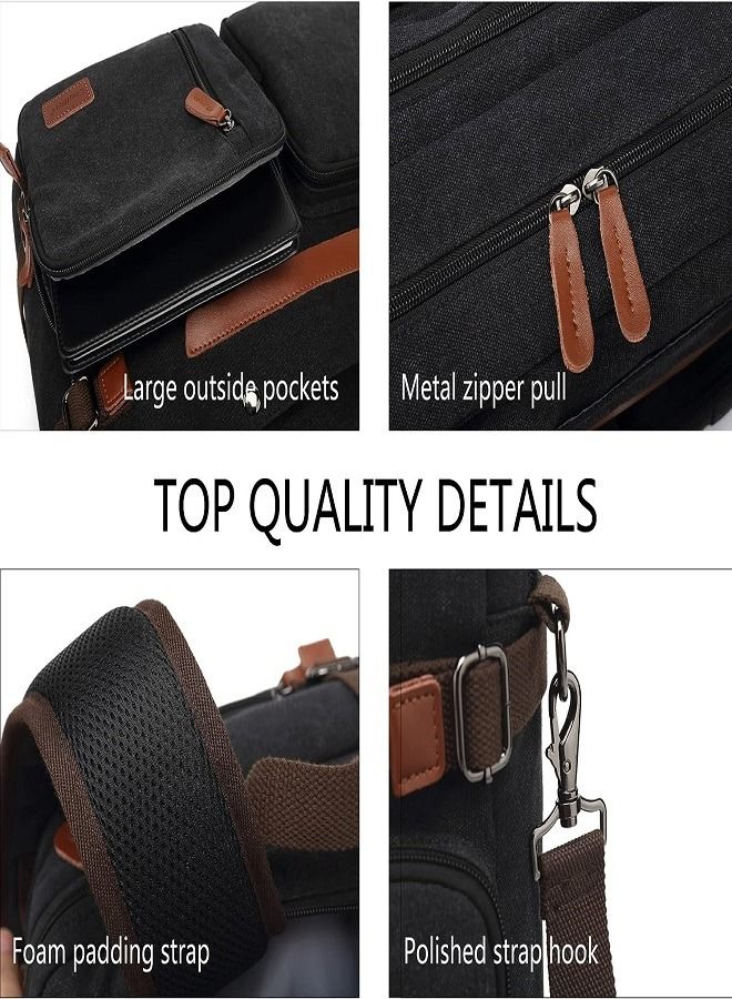 CoolBELL Convertible Laptop Bag [3 in 1] Messenger Bag Shoulder Backpack Multi-functional Briefcase for Men Women Business Work Travel Black - Image 3