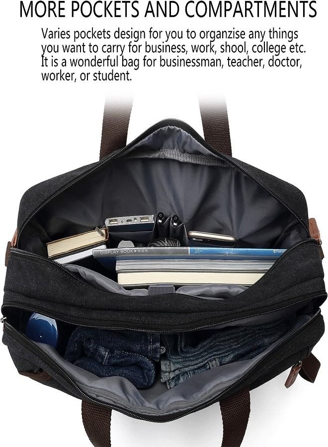 CoolBELL Convertible Laptop Bag [3 in 1] Messenger Bag Shoulder Backpack Multi-functional Briefcase for Men Women Business Work Travel Black - Image 4