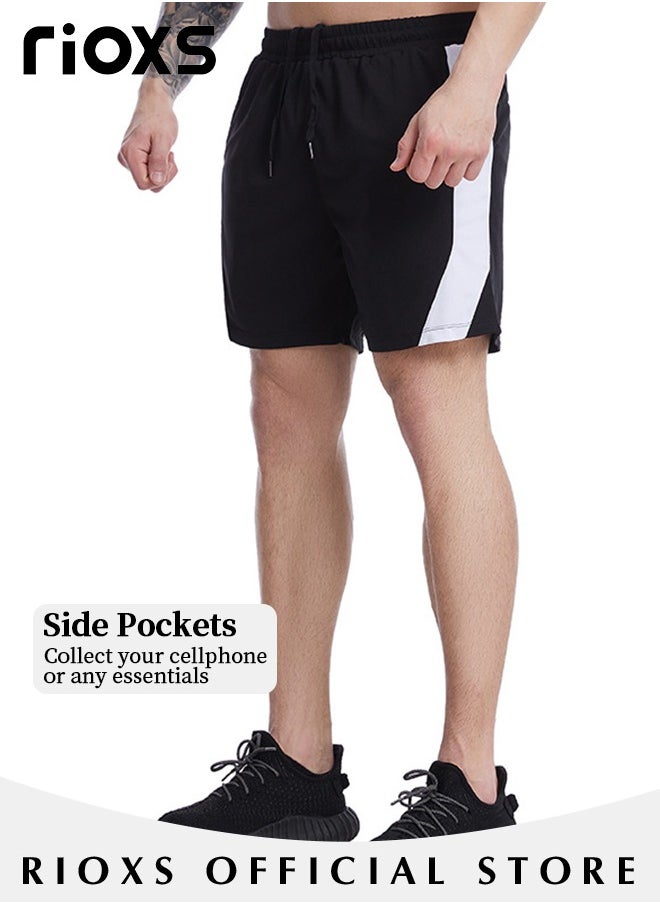 RIOXS Men's Running Shorts, Athleisure Unlined Shorts, Athletic Lightweight Shorts, Breathable Quick-Drying Fitness Short Pants with Pockets, Made of Moisture-Wicking Material  - Image 3