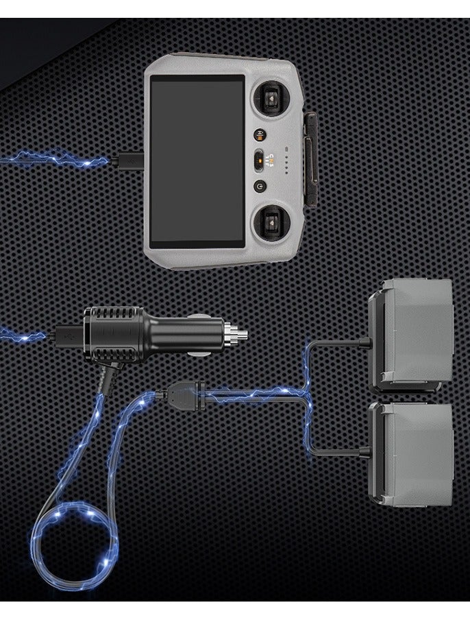 SYOSI 2 in 1 Battery Car Charger for DJI Mini 3 Pro Drone Quick Charge Adapter for Batteries and Remote Controller Support Batteries and Remote Controller Charging Together for DJI Mini 3 Pro Drone - Image 2