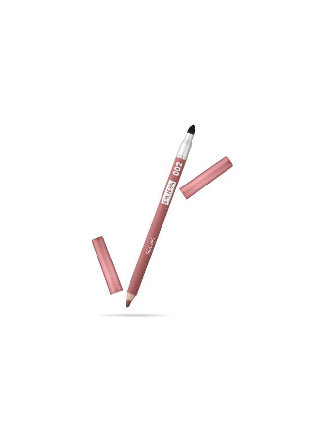PUPA قلم تحديد الشفاه القابل للمزج - لون مطفي مزدوج الطرف وفرشاة - خفيف وكريمي، مرطب، عالي الصبغة، مقاوم للتلطخ - خالي من البارابين - 002 وردة الشاي - 0.042 أونصة - Image 1
