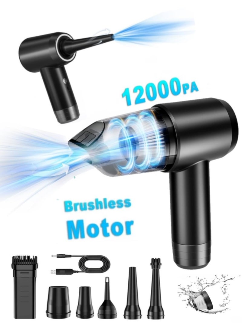 Changli 6 in 1 Air Duster & Mini Vacuum Cleaner for Car, 75W Suction Power, 3-Gear Adjustable, Portable, Multi-Purpose Dust Removal & Car Cleaning Gadget  - Image 1
