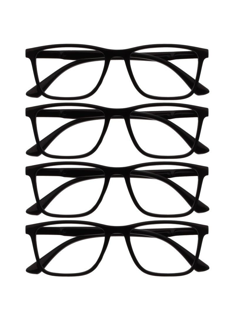 OPULIZE NYX Reading Glasses with Blue Light Blocking for Women Men, Rectangular Frame with UV & Eyestrain Protection, Anti-Glare Computer Gaming Glasses, Black +2.5 (Pack of 4) - Image 1