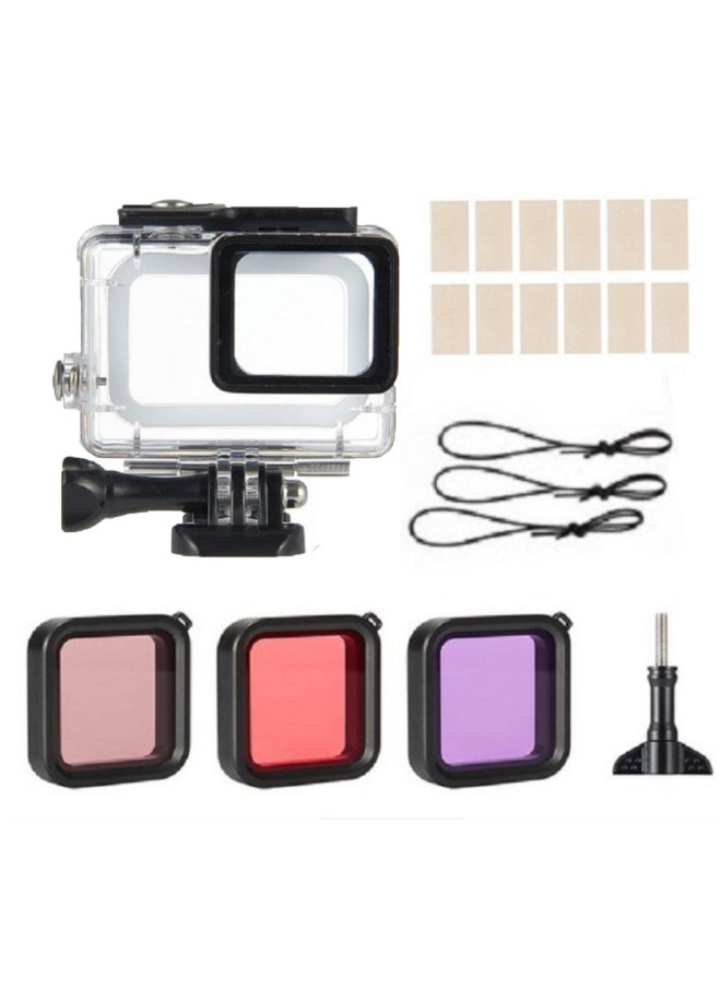 Supply Gopro Hero5/6/7 Sports Camera Accessories Diving Waterproof Case Filter Anti-fog Film Set-Color:Waterproof Shell Set - Image 1