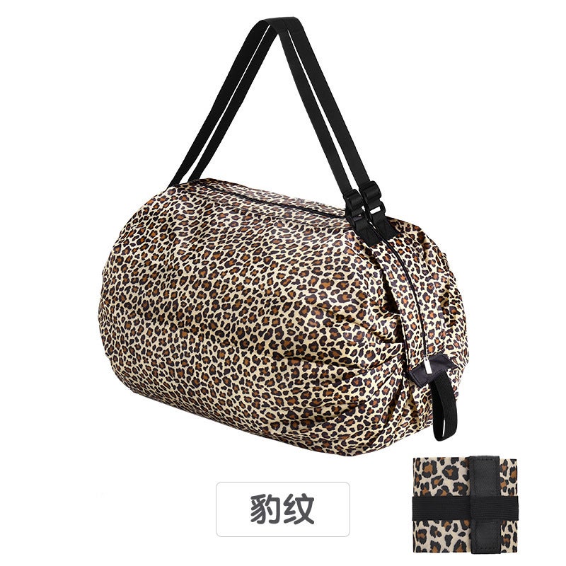 Foldable Shopping Bag Travel Shoulder Portable Large Shopping Tote Bag Food Shopping Bag Storage Bag Leopard print camouflage 
