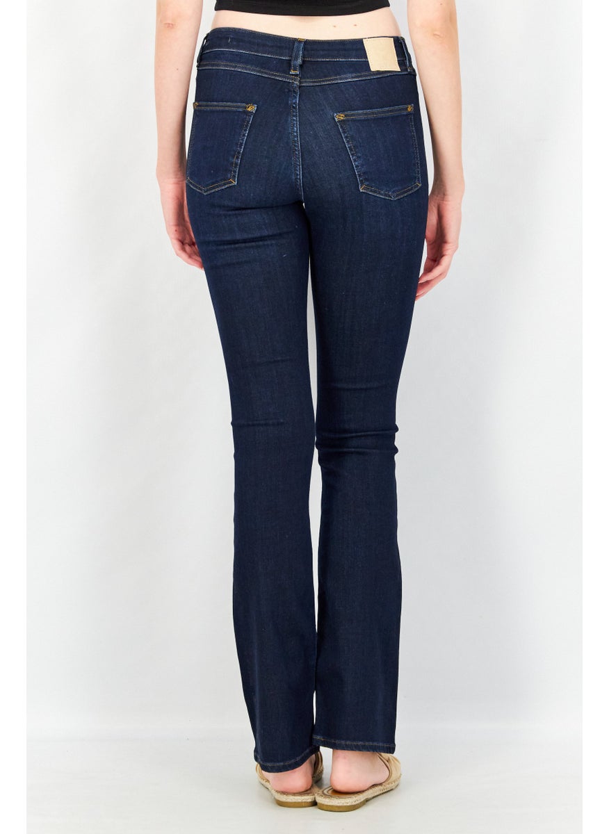 ESPRIT Women Bootcut Fit Washed Denim Jeans, Navy Blue  - Image 3