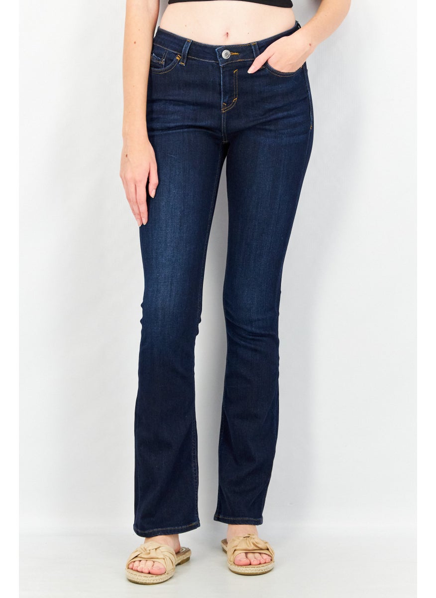 ESPRIT Women Bootcut Fit Washed Denim Jeans, Navy Blue  - Image 1