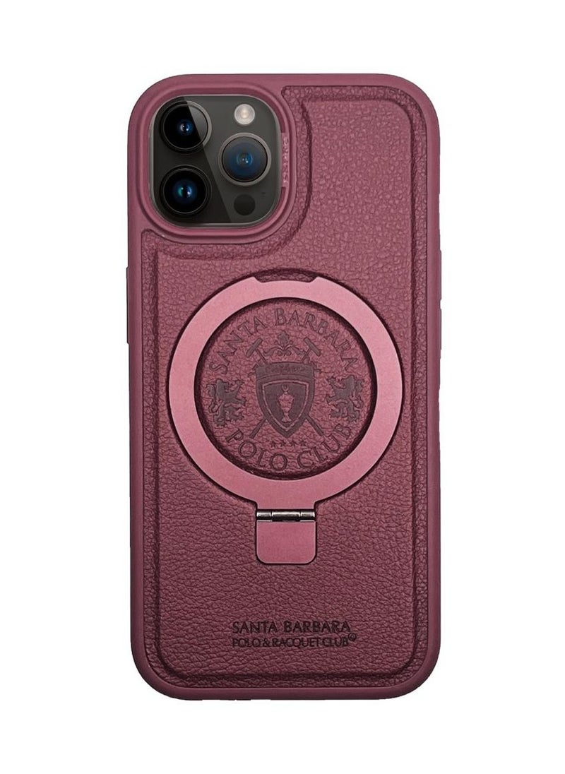 SANTA BARBARA POLO & RACQUET CLUB PRIMO Series for iPhone 15 Pro Max Case with Magnetic Invisible Stand [Compatible with MagSafe] Built-in Foldable Stand Slim Protective Diamond Phone Case for iPhone 15 Pro Max 6.7 Inch 2023 - Red  - Image 1