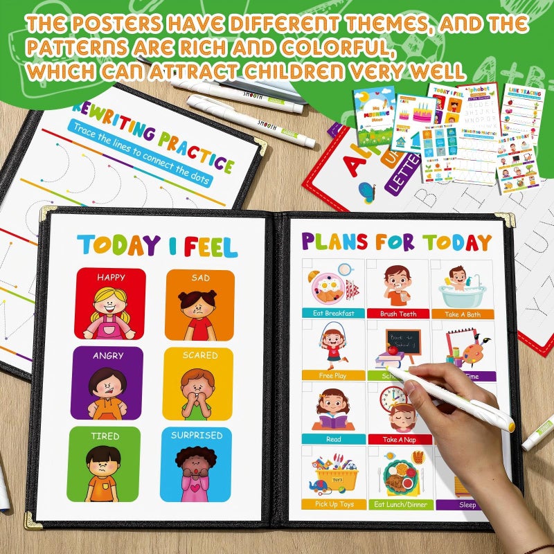 Fuyoooo Homeschool Preschool My Morning Menu Book Kit, Includes 16 Educational Posters and 2 Morning Menu Covers for Toddlers Learning Activities, Kids Operation Christmas Items Gifts(Rainbow Color) - Image 5