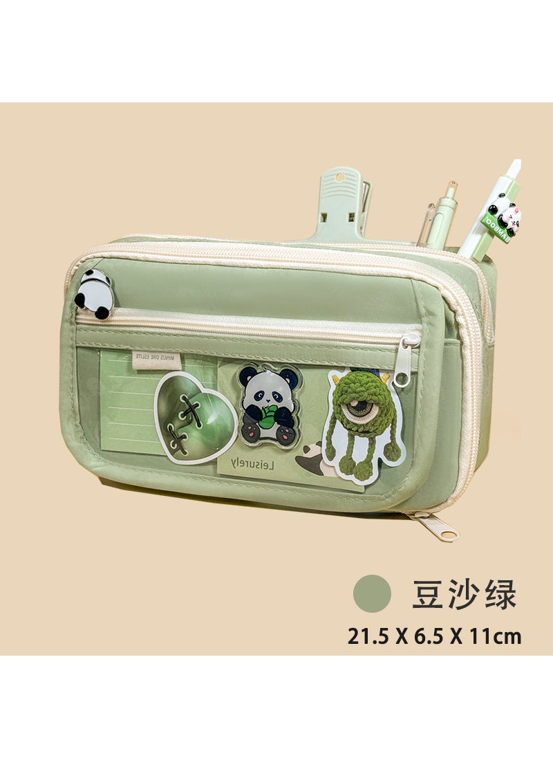 Generic - 2024 Pencil Bag Ins High-value Simple Stationery Box High-end Sense 2024 for Primary School Students Womens Pencil Case Stationery Bag Cameo Green - Image 1