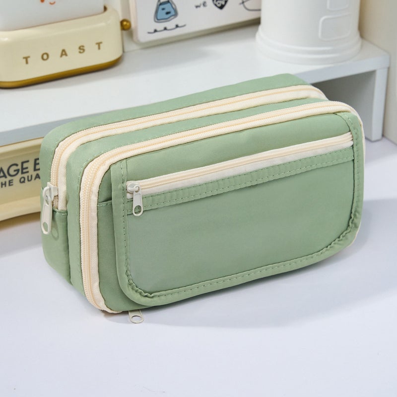 2024 Pencil Bag Ins High-value Simple Stationery Box High-end Sense 2024 for Primary School Students Womens Pencil Case Stationery Bag Cameo Green