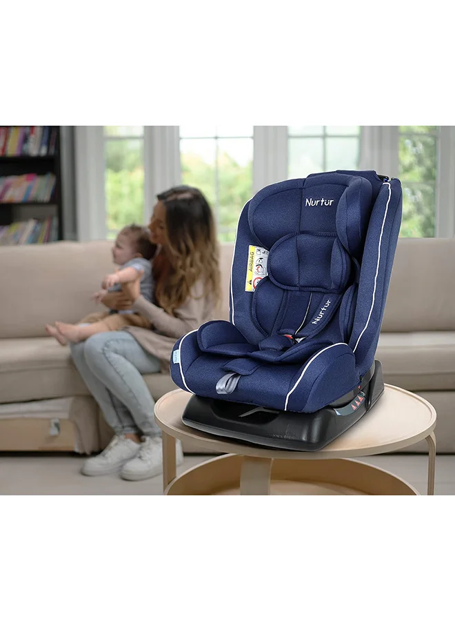 Nurtur Otto Baby/Kids 4-in-1 Car Seat - 4 Position Recline 5-Point Safety Harness – 10 Level Adjustable Headrest, 0 months to 12 years (Group 0+/1/2/3), Upto 36kg - Navy / Black