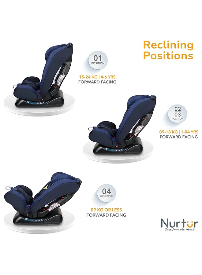 Nurtur Otto Baby/Kids 4-in-1 Car Seat - 4 Position Recline 5-Point Safety Harness – 10 Level Adjustable Headrest, 0 months to 12 years (Group 0+/1/2/3), Upto 36kg - Navy / Black